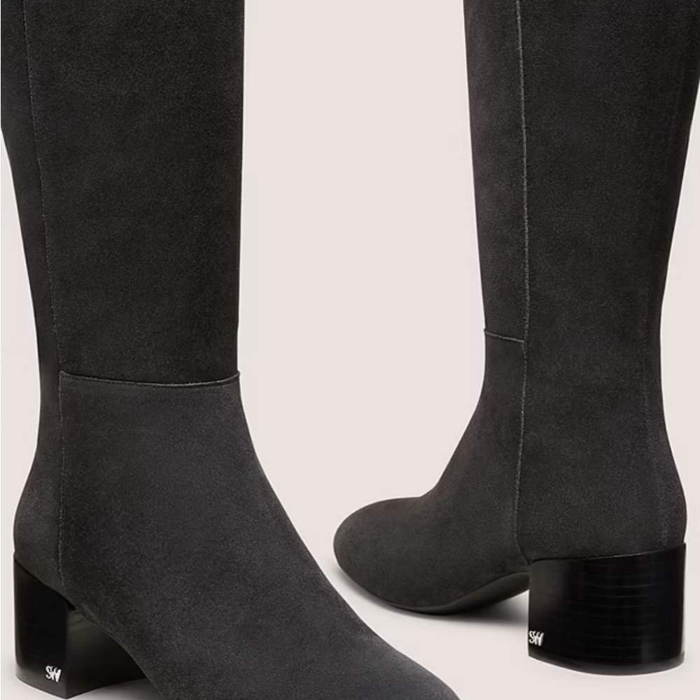 Stuart Weitzman Black Suede Heeled Boots